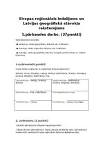 Summaries, Notes 'Eiropas reģionālais iedalījums un Latvijas ģeogrāfiskā stāvokļa raksturojums', 1.