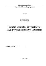 Research Papers 'Sociālā atbildība kā vērtība vai mārketinga instruments uzņēmumā', 1.