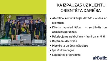 Presentations 'Uz klientu orientētas organizācijas ‘’airBaltic’’ raksturojums', 5.