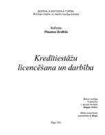 Research Papers 'Kredītiestāžu licencēšana un darbība', 1.