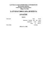 Research Papers 'Latvijas 2009.gada budžeta analīze', 1.