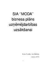 Business Plans 'Biznesa plāns šūšanas darbnīcai SIA "Moda"', 1.