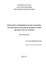Research Papers 'Developing Intermediate Level Learners’ Vocabulary in English by Learning Word M', 1.