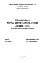 Research Papers 'Metālu cenu dinamikas analīze LMB (2003.-2005.)', 1.