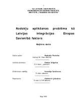 Term Papers 'Nodokļu aplikšanas problēma kā Latvijas integrācijas Eiropas Savienībā faktors', 1.