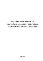 Research Papers 'Matemātiskie uzdevumi un matemātisko funkciju pielietošana ekonomikas un vadības', 1.