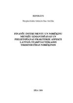 Research Papers 'Finanšu instrumentu un norēķinu metožu izmantošanas un pielietošanas praktiskie ', 1.
