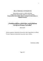 Term Papers 'Nodokļu politikas efektivitātes nodrošināšana Latvijā un Eiropas Savienībā', 1.