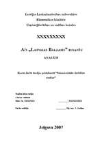 Research Papers 'A/s „Latvijas balzams” finanšu analīze', 1.