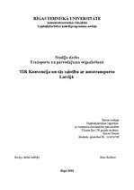 Research Papers 'TIR Konvencija un tās saistība ar autotransportu Latvijā', 1.