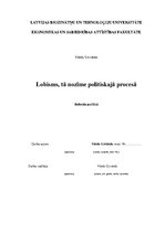 Research Papers 'Lobisms, tā nozīme politiskajā procesā', 1.