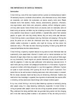 Essays 'The importance of critical thinking', 1.