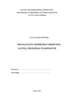 Research Papers 'Sezonalitāte viesmīlības uzņēmumos Latvijā. Problēmas un risinājumi', 1.