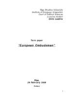 Research Papers 'European Ombudsman', 1.