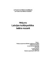 Essays 'Latvijas kultūrpolitika teātra nozarē', 1.