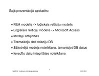 Presentations 'Relāciju datu bāzu dizains: REA konceptuālo modeļu konvertēšana relāciju datu bā', 2.