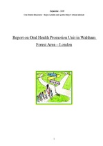 Research Papers 'Report on Oral Health Promotion Unit in Waltham Forest Area - London', 1.