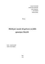 Essays 'Maldi par naudu kā sociālās apmaiņas līdzekli', 1.