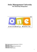Research Papers 'Company "One" Marketing Communication Strategies', 1.