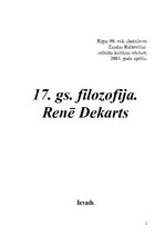 Research Papers '17.gadsimta filosofija. Renē Dekarts', 1.