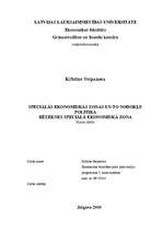 Research Papers 'Speciālās ekonomiskās zonas un to nodokļu politika: Rēzeknes speciālā ekonomiskā', 1.
