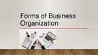 Presentations 'Forms of Business Organization', 1.