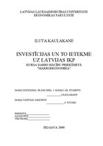 Research Papers 'Investīcijas un to ietekme uz Latvijas iekšzemes kopproduktu', 1.