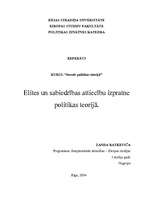 Research Papers 'Elites un sabiedrības attiecību izpratne politikas teorijā', 1.