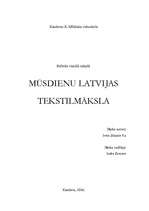 Research Papers 'Mūsdienu Latvijas tekstilmāksla', 1.