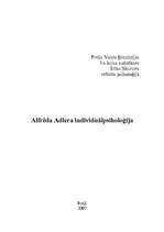 Research Papers 'Alfrēda Adlera individuālpsiholoģija', 1.
