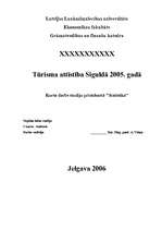 Research Papers 'Tūrisma attīstība Siguldā 2005.gadā', 1.