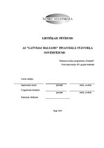 Research Papers 'A/s "Latvijas Balzams" finansiālā stāvokļa novērtējums', 1.
