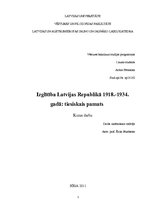 Research Papers 'Izglītība Latvijas Republikā 1918.-1934.gadā: tiesiskais pamats', 1.