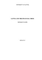 Research Papers 'Latvia and the Financial Crisis', 1.
