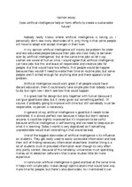 Essays 'Does artificial intelligence help or harm efforts to create a sustainable future', 1.