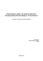 Summaries, Notes 'Turandotas ārija "In questa reggia" no Džakomo Pučīni operas "Turandota". Ārijas', 1.