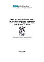 Research Papers 'Intercultural Differences in Business Etiquette Between Latvia and France', 1.