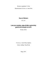 Research Papers 'Latvijas ceļotāju populārākie galamērķi gastronomiskajā tūrismā', 1.