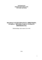 Research Papers 'Baltijas valstis Molotova-Rībentropa paktā. Vācbaltu reemigrācija', 1.